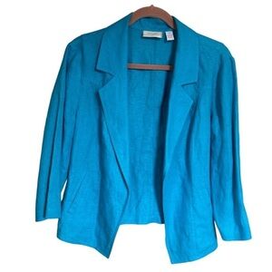 Chicos linen jacket turquoise size 2‎ medium